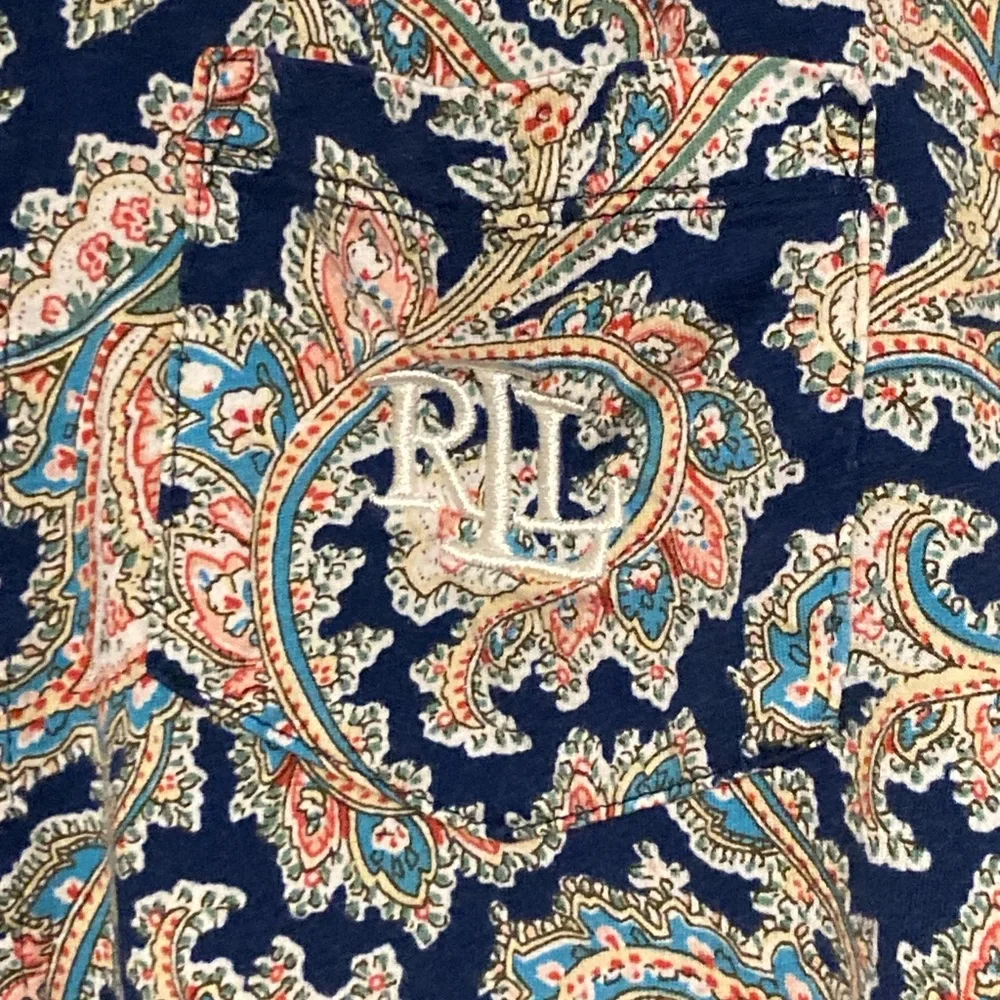 Lauren Ralph Lauren Blue and Pink Paisley Pajama Set, size medium - Picture 4 of 9